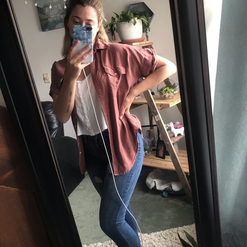 NWOT Rust colored button up